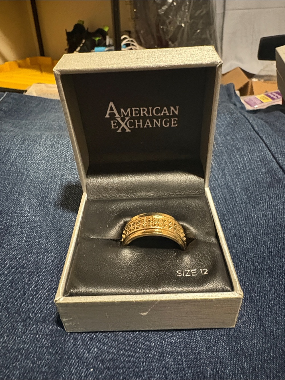 American Exchange Gold Textured Band Ring